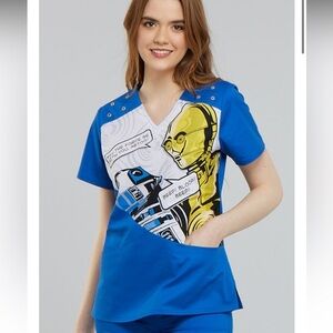 R2D2 and C3PO Star Wars Scrub Top for Women